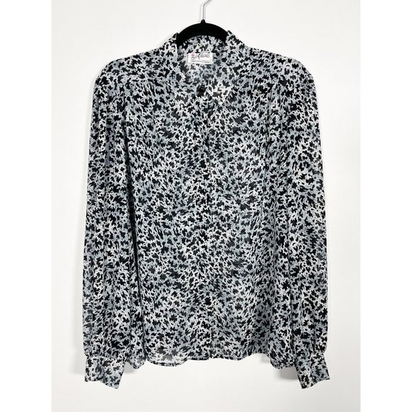 Vintage D’Allaird’s Splatter Print Sheer Blouse - Picture 3 of 10